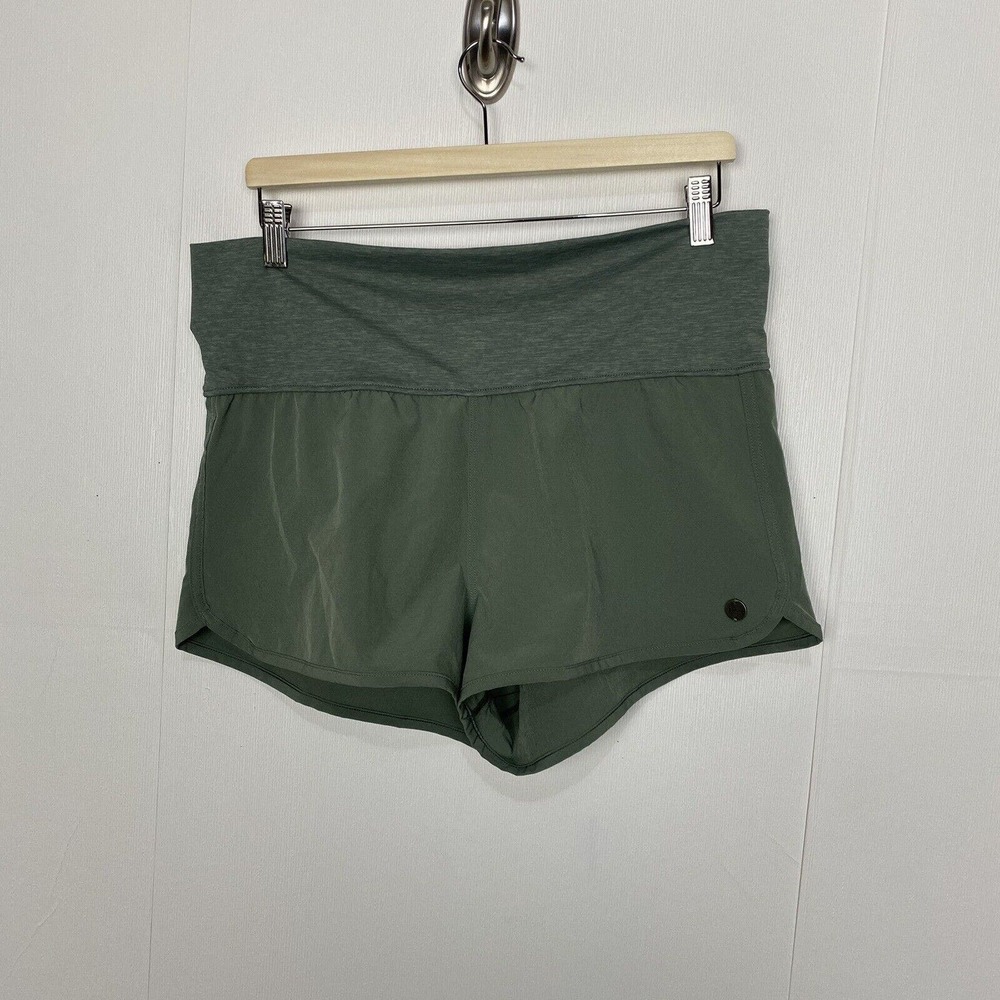 Prana Women’s Olive Green Active Stretch Waistband Hiking Shorts Size Large.